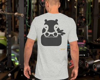 Abstract Hippo T-Shirt, Minimalist African Safari Back Print, Gold Graffiti Tag, Unisex Graphic Top – No Comment