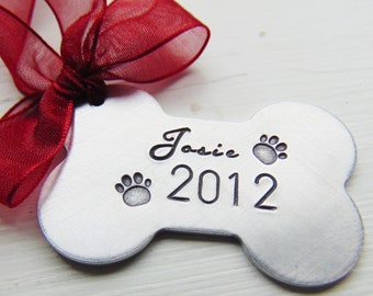 Dog Ornament, Christmas Ornament, Personalized, New Puppy Gift, Tree Decoration, Animal Ornament, Hand Stamped Gift, Christmas Ornament