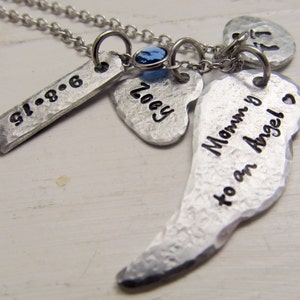 Baby Memorial Necklace, Loss of Child Necklace, Child Memorial Necklace, Personalized Hand Stamped Necklace, Birthstone Necklace