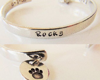 Personalized Pet Memorial Cuff Aluminum Bracelet Dog Cuff Loss of Pet Jewelry Gift for Her Memorial Gift Custom Cuff Handstamped Jewelry