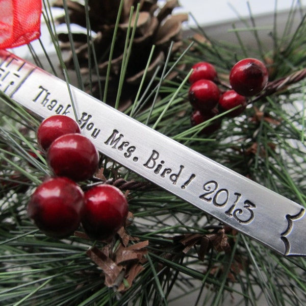 Personalized Teacher Ornament Hand Stamped Teacher Ornament Teacher Pencil Ornament Teacher Appreciation Gift