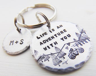 Motorcycle Keychain, Life is an Adventure, Father's Day Gift Gift for Him, Anniversary, Personalized Key Ring, Custom Keychain, Husband