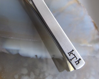 Tie Clip, Standard , Personalized, Aluminum Tie Bar, Hand Stamped Tie Clip, Wedding Gift, Groomsmen Gifts, Initials Tie Clip Gift For Him