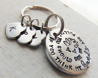 If you think my hands are full key ring, Personalized,  Heart full keychain, Mother's Keychain, Mother's Day Gift, Hand Stamped Key ring,