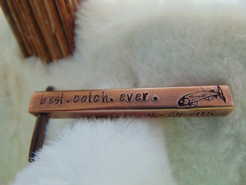 Fish Keychain Copper Bar Key Ring Personalized Key Ring Etsy