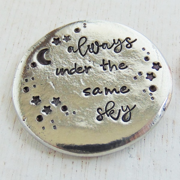 Pocket Coin, Religious Coin, Always Under the Same Sky, Personalized, Inspirational Pocket Hug, Going Away to College Gift, Military Gift