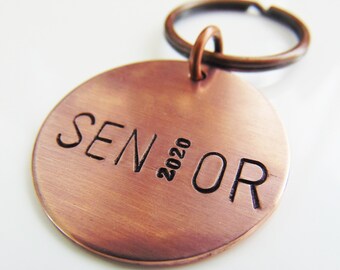 Senior Key Ring, Graduation Key Chain, 2023 Keyring, High School Graduation, College Grad, Gift for Him, Gift for Her, Teen Gift, Copper