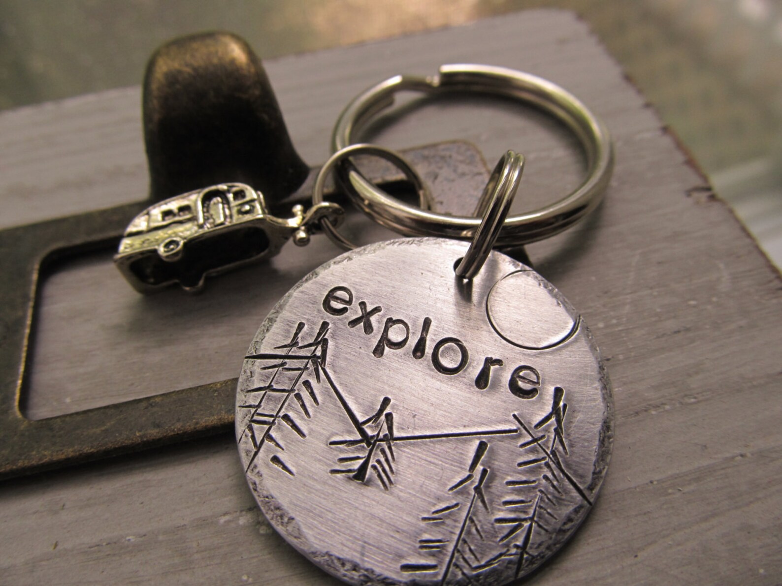 Camping Keychain Camper Key Ring Hand Stamped Keychain Camper Gift ...