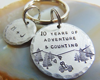 Ten Year Anniversary Keychain,10 Year Anniversary, Wedding Anniversary Gift, 10 Years Married, Personalized, Gift for Him Her, Valentines