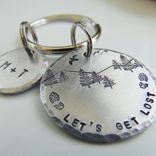 Hiking Key Ring Let's Get Lost Key Chain Mountains Etsy