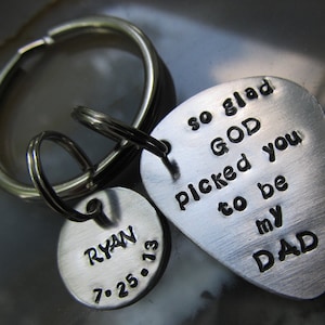 Guitar Pick Keychain, Personalized Fathers Day Gift, Dad Key Ring, Guitar Pick Keychain, Handstamped Key Ring, Fathers Day, Father Daddy
