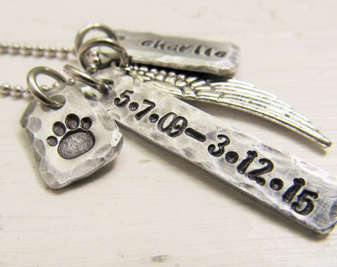 Memorial Pet Necklace - Loss of Pet Necklace - Hand Stamped Jewelry ...