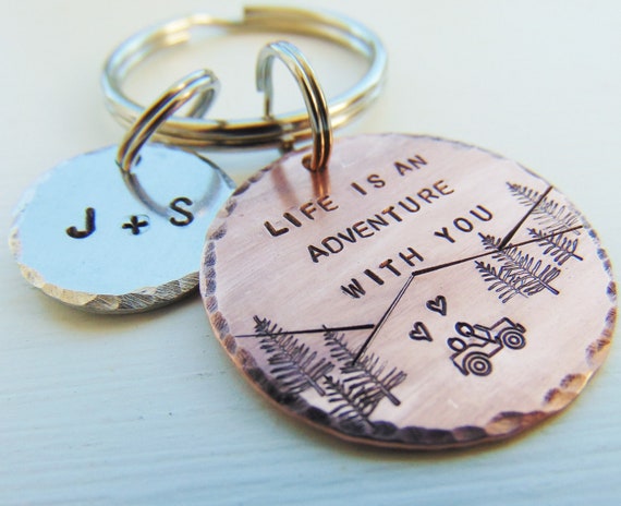 Life is an Adventure, Copper X Key Ring, Wedding Gift