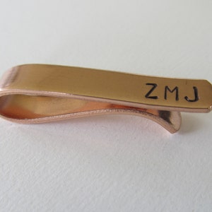 Men's Personalized Tie Bar - 7th Anniversary Gift - Copper Tie Clip - Gift  for Him - Nu Gold Tie Bar - Monogram - Groomsmen Gift