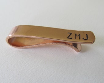 Personalized Skinny Tie Bar, Copper Tie Clip, Wedding Tie Bar, Groomsmen Gifts, Hand Stamped Accessories, Custom Tie Clip, Gift for Him