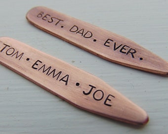 Father's Day Gift, Father's Day Card, Hand Stamped Collar Stays, Personalized Dad Gift, Father's Day Gift Daughter, Gift for Dad, Custom