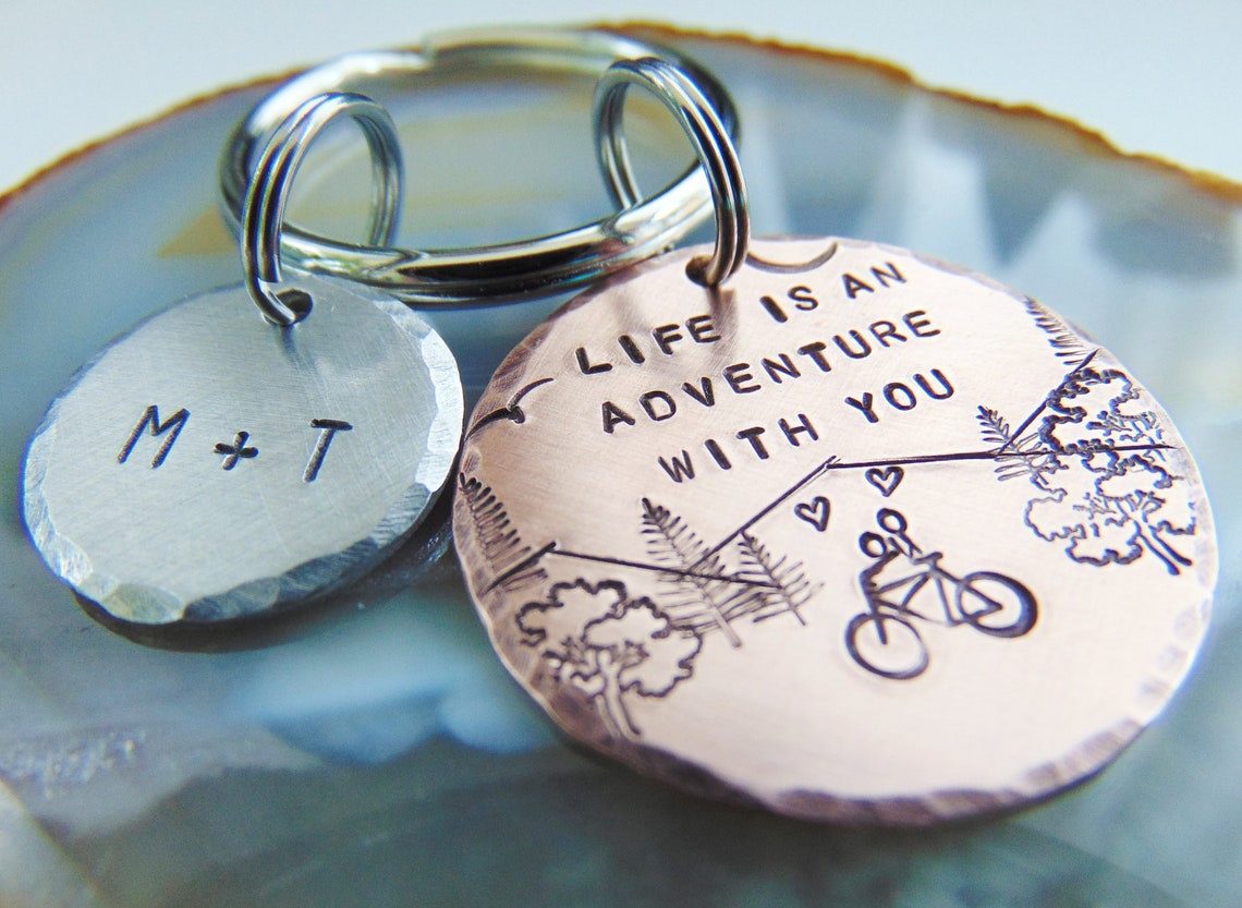 Bicycle Key Ring Life is an Adventure With You Anniversary Etsy