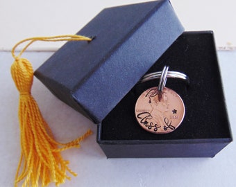 Graduation Keychain, Class of 2024, Penny Gift, Graduation Gift , College , High School Graduation, for Him, Hand Stamped