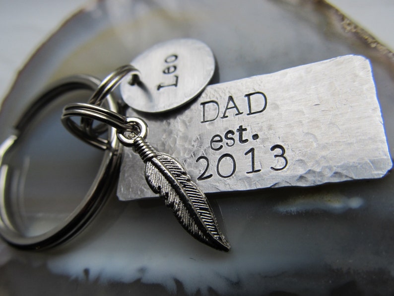 Dad Keychain,Personalized, Father's Day Gift, Fathers Keyring, Gift For Him, Hand Stamped Accessories, New Father Gift, Dad, Daddy, Pop image 1