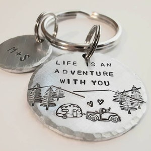 Life Is An Adventure With You, Truck Keychain, Camper Keychain, Personalized, Anniversary Gift, Gift for Him, Boyfriend Keychain, Custom