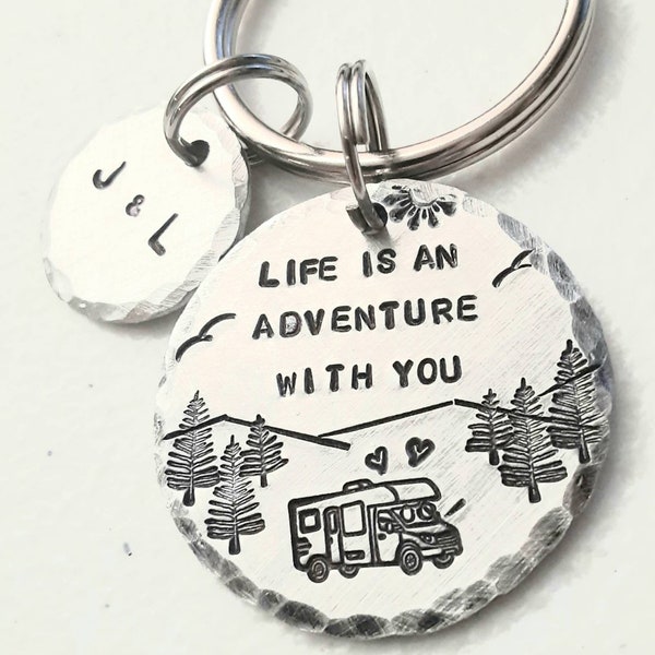 RV Keychain, Camper Keys, Camping Keyring, Personalized,  Gift for Dad, Father's Day Gift, Vacation Present,  Hand Stamped, Adventure, Daddy