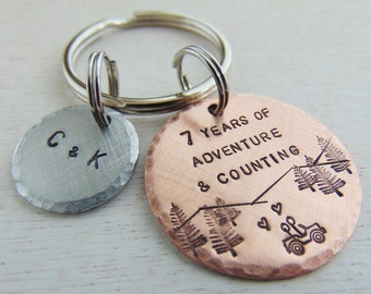 Seven Year Anniversary Keychain,7 Year Anniversary, Wedding Anniversary Gift, 7 Years Married Gift, Personalized, Gift for Him ,Gift for Her