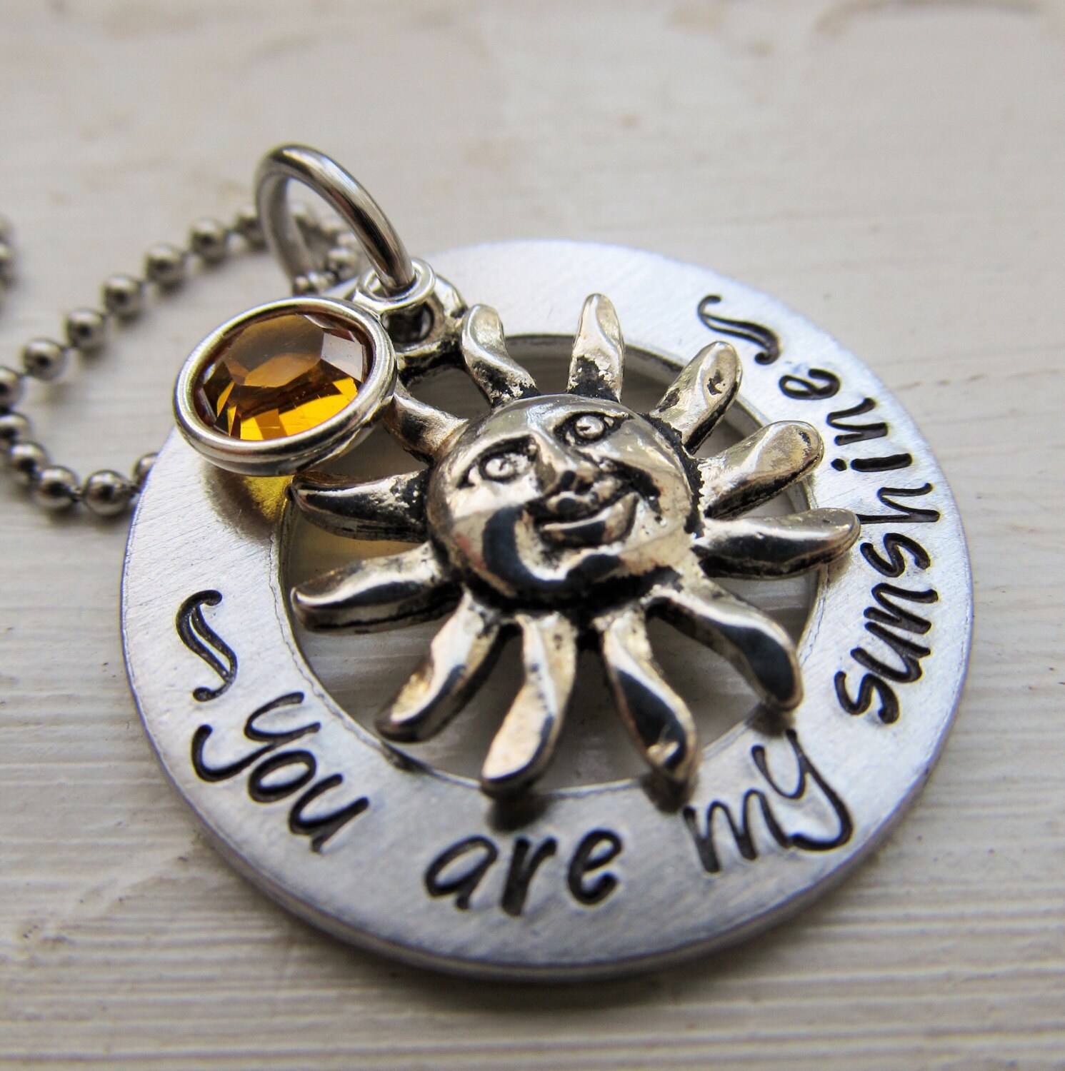 You Are My Sunshine Necklace Hand Stamped Jewelry Swarovski Necklace Sunshine Necklace Gift For Her College Gift