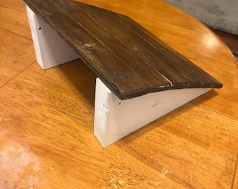 Handmade Upcycled Wood Foot Rest: Curved Design, Mahogany Varnish Top