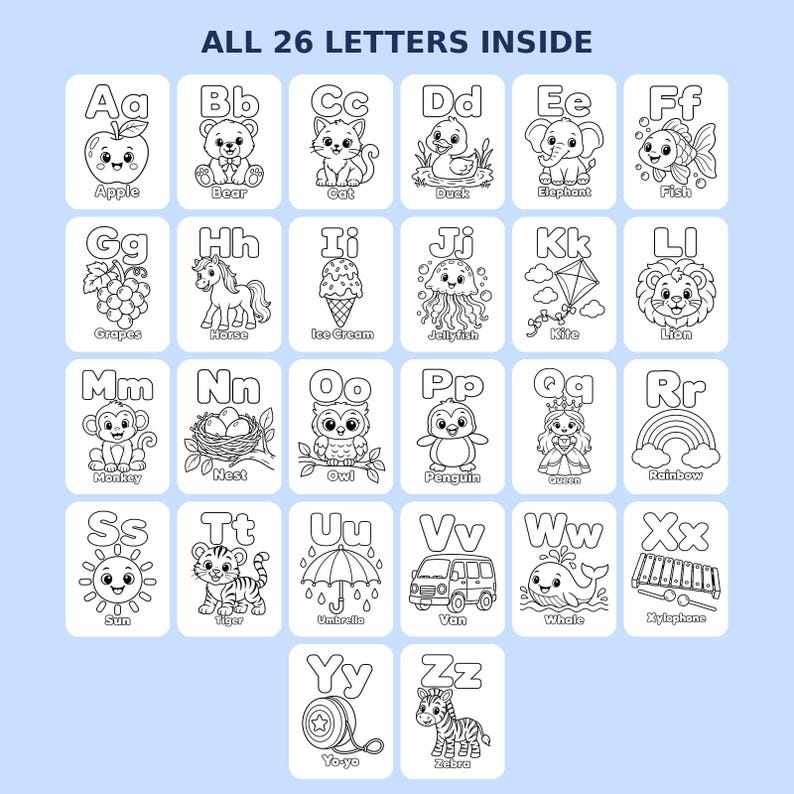 Alphabet Coloring Pages, ABC Worksheets for Kids, Preschool Alphabet ...