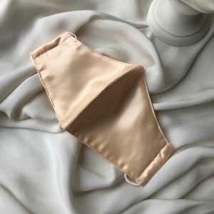 Buttercup Pastel Yellow Fitted Ladies Face Mask in Satin and Cotton With PM2.5 Filter Pocket