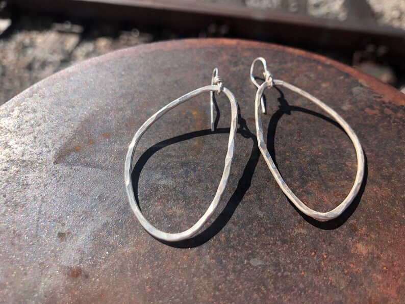 Forged Silver Water Drop Earrings