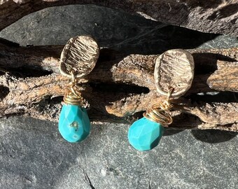 Turquoise Bronze Mini Earrings