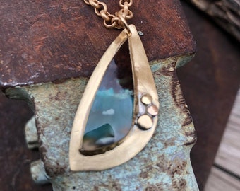 Opalized Wood Gold Necklace