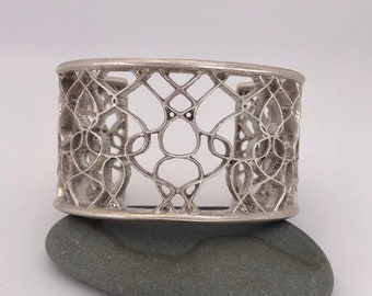 Sterling Silver Filagree Cuff  Morocan Architectural Design Statement Jewelry Wearable Art Organic Sculptural Persian Element