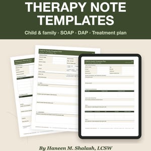 Therapy Progress Note Templates | Child and Family SOAP, DAP, Treatment Plan | Trauma-Informed Therapist Forms | Word & Google Docs