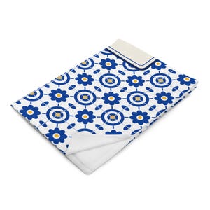 Personalised Azulejo Family Blanket, Portuguese Tile Throw with Family Name, Christmas Gift for Portuguese Family & Emigrants