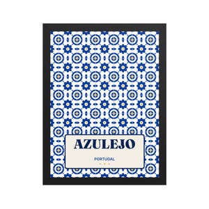 Azulejo Portugal Framed Print 30x40 cm, Portugal Wall Art, Portuguese Gift for Christmas, Emigrant Home Decor, Blue White Art