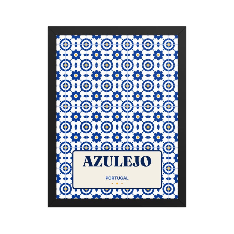 Azulejo Portugal Framed Print 30x40 cm, Portugal Wall Art, Portuguese Gift for Christmas, Emigrant Home Decor, Blue White Art