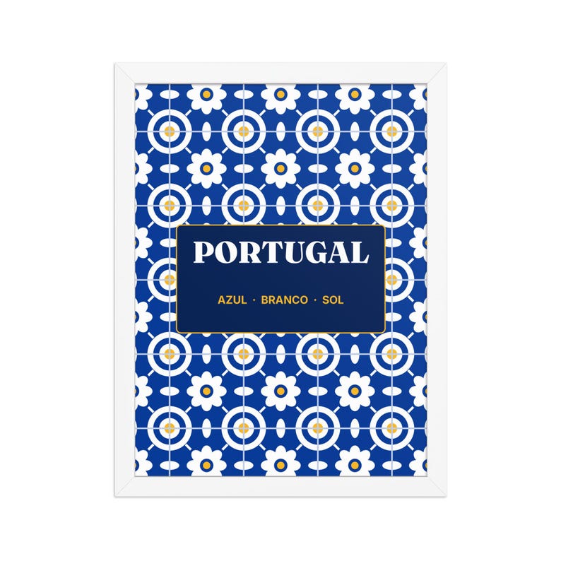 Portugal Azulejo Blue Framed Print 30x40 cm, Portugal Wall Art, Portuguese Gift for Christmas, Emigrant Home Decor, Blue White Art