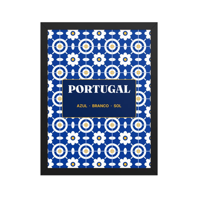 Portugal Azulejo Blue Framed Print 30x40 cm, Portugal Wall Art, Portuguese Gift for Christmas, Emigrant Home Decor, Blue White Art