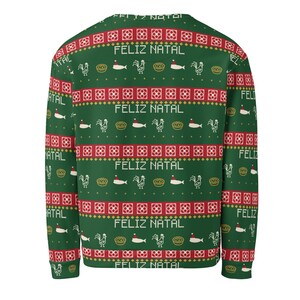 Portuguese Ugly Christmas Sweater, Azulejo Tile Pattern Sweatshirt, Feliz Natal Rooster & Sardine Holiday Jumper, Portugal Gift