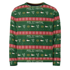 Portugisisk ful jultröja, azulejo-tröja med mönster, Feliz Natal-tupp och sardiner, Portugal-present