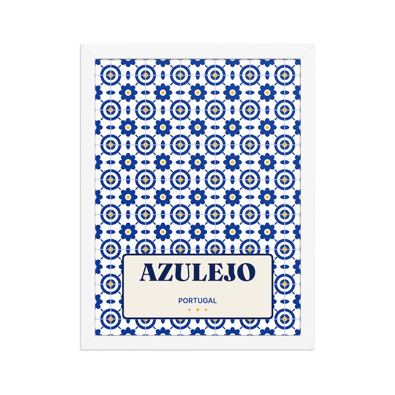 Azulejo Portugal Framed Print 30x40 cm, Portugal Wall Art, Portuguese Gift for Christmas, Emigrant Home Decor, Blue White Art