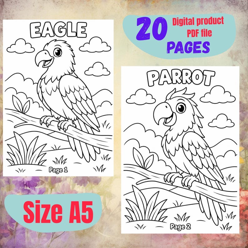 20 Bird Coloring Pages Printable for Kids, Printablepdf(instant ...