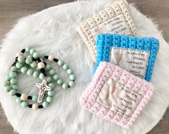 Rosary pouch. First Communion gift. Catholic gifts. Catholic rosary bag. Rosary case. Rosary holder. Religious gifts. St Thérèse quote.