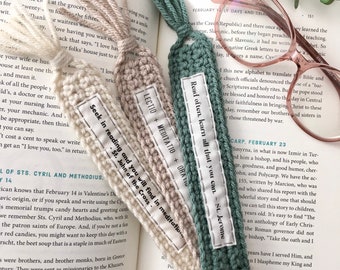 Bookmark. Tassel bookmark. Catholic gifts for women. Boho style bookmark. Catholic bookmark. Catholic Saint quotes. Page marker.