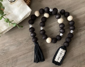 Farmhouse beads. Memento mori decor. Coffee beads.