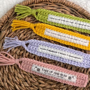 Colorful Crochet Bookmark – Saint Quote or Lectio Divina | Catholic Gift | Faith Gift for Women | Religious Book Lover | Bible Study Gift