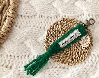 Keychain. Saint keychain with charm. Saint Patrick Keychain. Christ with me. Catholic gifts. Catholic keychain. Lorica of St Patrick.