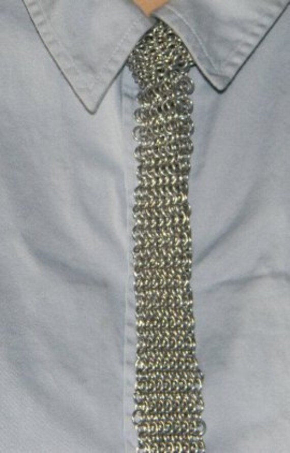 Bright Aluminum Chainmail Neck Tie | Etsy